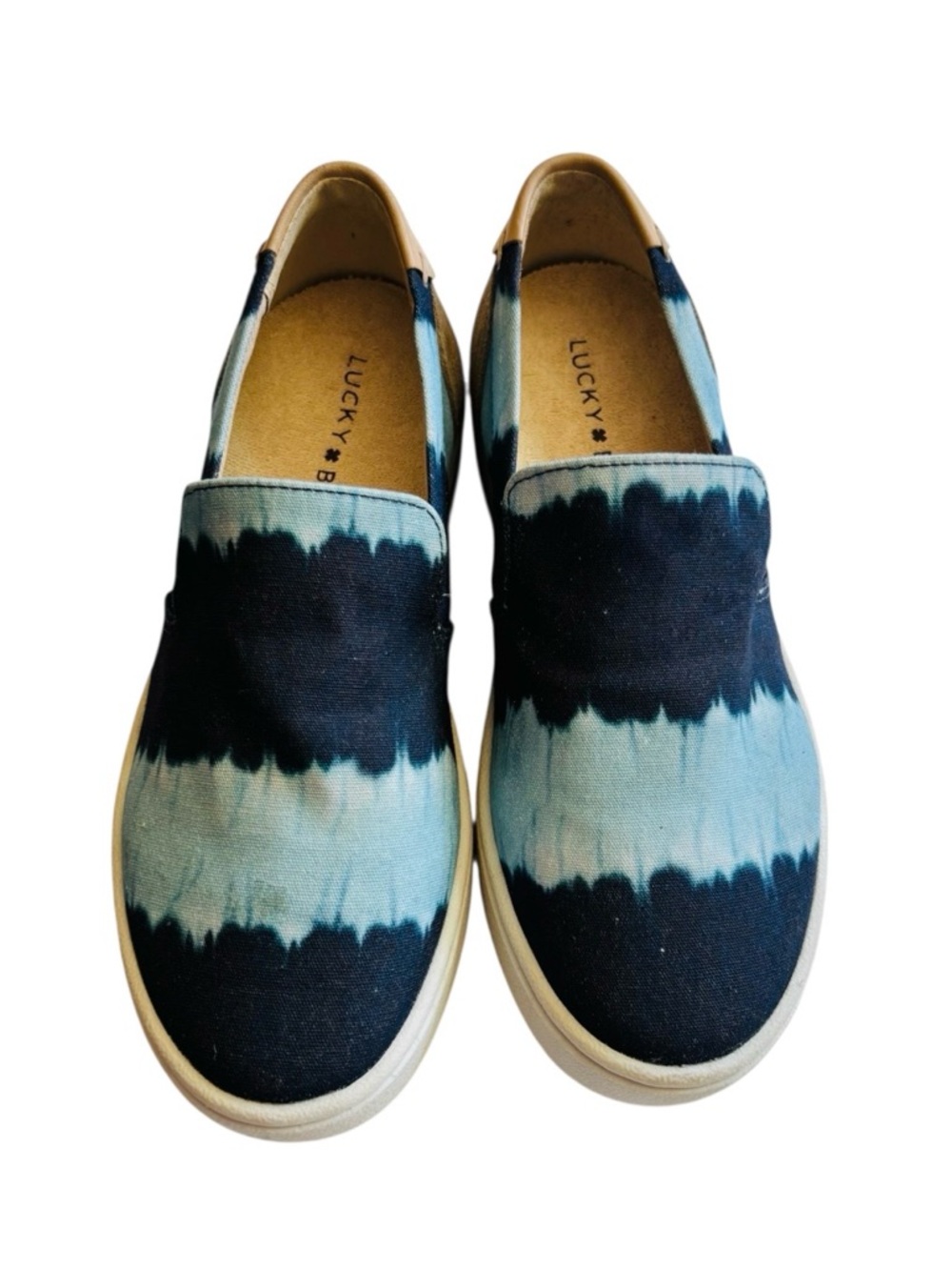 New Lucky Brand Women Tie-Dye Slip-On Sneakers in Dark Blue and Light Blue.  6M.